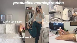 6 am productive morning routine ️ work, grwm, current make up routine & get coffee