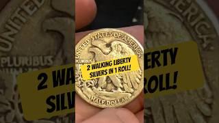 Rare Find! 2 Walking Liberty Silver Half Dollars In A Bank Roll! #youtubeshorts #coin #silver