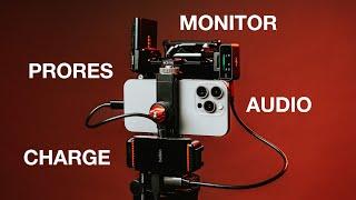 iPhone 15 Pro Rig (ProRes, Audio, Monitor, Charging)