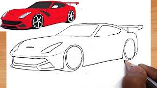 Ferrari Car Drawing Tutorial | Easy Step-by-Step Sketch Guide