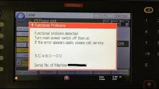 How to fix sc460 | how to fix functional problem sc460 of Ricoh mpc5502, mpc4502, mpc3502, mpc3002