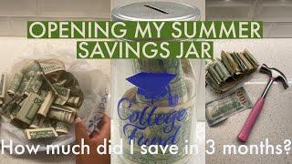 OPENING MY SUMMER SAVINGS JAR | savings challenge | How much did I save?