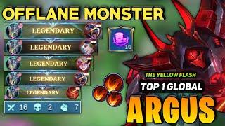 Offlane Argus Nonstop Legendary [ Top 1 Global Argus Best Build ] the yellow flash - Mobile Legends