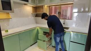 Handle Less Gola Profile L Shape Modular kitchen Design 8'×11' Siddha Happyville Rajarhat Chowmatha