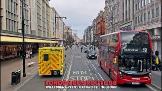 London Bus Journey: Route 98 - Northwest to Central | Oxford Street and Bus Upper Deck Views "