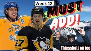 Week 12 Fantasy Hockey Top 5 Must Add Players | 2024