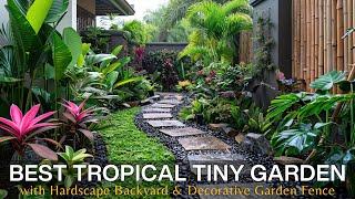 The Best Tropical Tiny Garden by Your House with Hardscape Backyard and Decorative Garden Fence