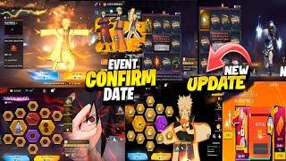 UPCOMING EVENTS IN FREE FIRE | Sasuke Ring Event - Naruto Ascension - Kakashi Faded Wheel