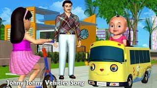 Johny Johny Yes Papa Nursery Rhyme | Part 6 - 3D Vehicles Rhymes & Songs for Children