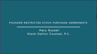 Founder Restricted Stock Purchase Agreements - Stock Option Counsel, P.C.