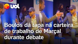 Boulos dá tapa na carteira de trabalho de Pablo Marçal durante bate-boca em debate; vídeo