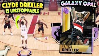 GALAXY OPAL CLYDE DREXLER IS UNSTOPPABLE!! BEST TOKEN MARKET CARD IN THE GAME!?! NBA 2K19
