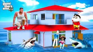 Shinchan House Shrink In Biggest Tsunami Franklin Helps Shinchan's Family in Gta 5