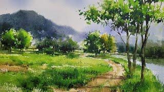 5월의 공원길[풍경 수채화/Landscape Watercolor] 야외 스케치/May