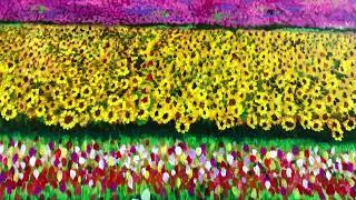 “WOVEN FLORALSCAPE 2” 48x48x.2 inch acrylic on stretched canvas AgnesKokotstudio.com