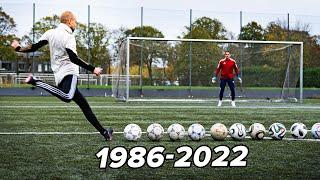 Scoring with EVERY World Cup football from 1986-2022