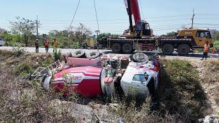 Awesome Mixer Truck Accident and Successful Recovery By SANY Crane Truck