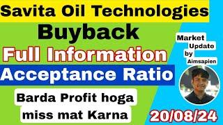 Savita Oil Technologies buyback | Savita Oil Technologies One share strategy | Aimsapien