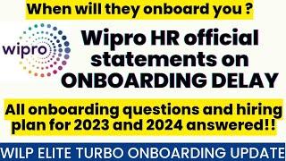 Wipro HR official statement on ONBOARDING DELAY ️ LATEST NEWS MUST WATCH