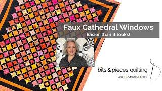 Faux Cathedral Windows - Easier than it looks!  Free quilt tutorial