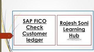 SAP FICO Check Customer ledger