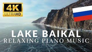 Lake Baikal, Russia  by drone 4K in winter with relaxing piano music