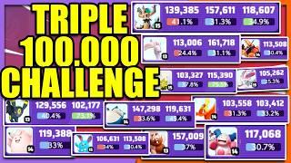 I attempted the TRIPLE 100,000 CHALLENGE with 12 Different POKEMON | Pokemon Unite