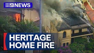 Heritage-listed house burns in Sydney's Inner West | 9 News Australia