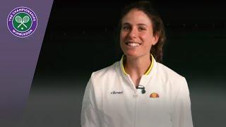 Johanna Konta tests her serve on the Jaguar Ace Pace app at Wimbledon