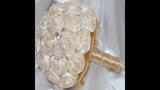 #1 DIY How to make Your Own Brooch Bridal Bouquet Fabric Flowers  No Wires Easy