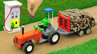 diy tractor mini petrol pump science project  | diy tractor wood trolley Load | @Joytractor-99