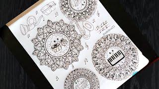 How to draw world music day mandala art | Musical instruments drawing | #musicday drawing #doodle