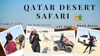 Desert safari tour: Atv bike,camel ride ,falcons,sand dunes,sandboarding and lunch with colleagues.