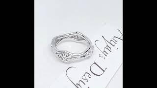 Modern Trinity Knot Band, 14kt White Gold Celtic Wedding Ring CT7356G