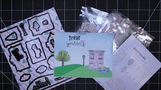 Diamond Press "Boutique" Stamps and Dies Set Review Tutorial! Cute Shop Scenes!