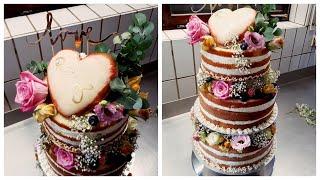 Naked Cake -Wedding-Cake+ flowers\ Nackttorte- Hochzeittorte mit echten Blumen