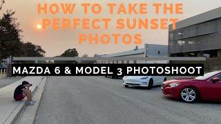 HOW TO GET THE PERFECT SUNSET SHOTS OF YOUR CAR! | Mazda 6 & Tesla Model 3 Photoshoot w/@KevinPak