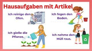 Household Chores with Article #001 | German Action Verbs For Beginner Daily Use | German Sentences