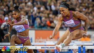 Camacho-Quinn barely holds off Olympic rivals for 100m hurdles title in Zurich | NBC Sports