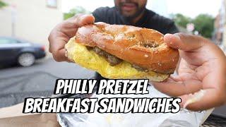 Philly Pretzel breakfast sandwiches - Rowhome Coffee