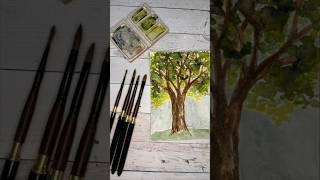 watercolor tree: testing travel watercolor brushes from fuumuui