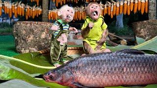 Bibi and Lala enjoy fish very deliciously making dad surprised!