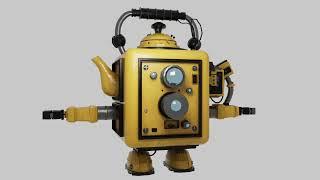 《3D Robot | Realistic Texturing & Wireframe | Maya + Substance 3D》 | 3D機器人模型展示