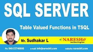 Table Valued Functions in TSQL | MSSQL Training | Mr.Sudhakar L