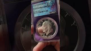 Silver Eisenhower dollar #cameo #proofcoin #americanhistory #shiny  #shortvideo