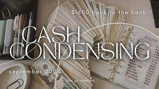 Cash Condensing + Bill Exchange | $1600 To The Bank | Sep 2024 | Sinking Funds + Savings Challenges