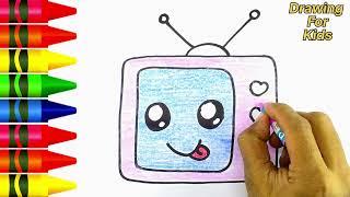 HOW TO DRAW A TV ,STEP BY STEP CUTE TV  DRAWING ,EASY DRAWING #tv #cutetv  #easydrawing #howtodraw