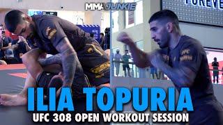 Ilia Topuria Showcases Dazzling Hand Speed, Grapples with Brother at UFC 308 Open Workouts