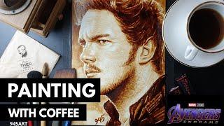 [Coffe painting] Avengers Star Lord | 커피로 그린 극사실그림!  크리스 프랫