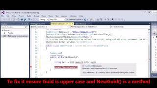 C# - Fix Error - Guid NewGuid is a method, which is not valid in the given context